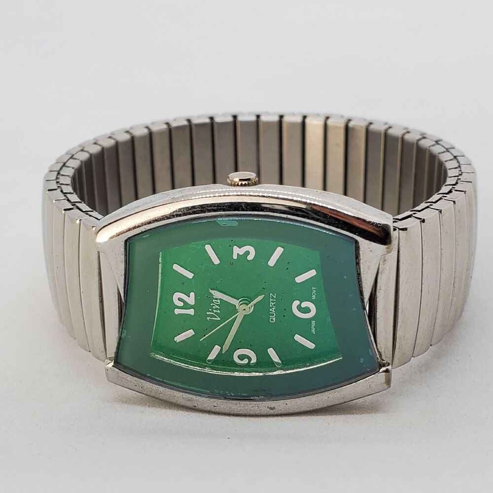 VIVANI Women's Watch Dark Green Dial Gray Expandable Band 6" New Battery‎